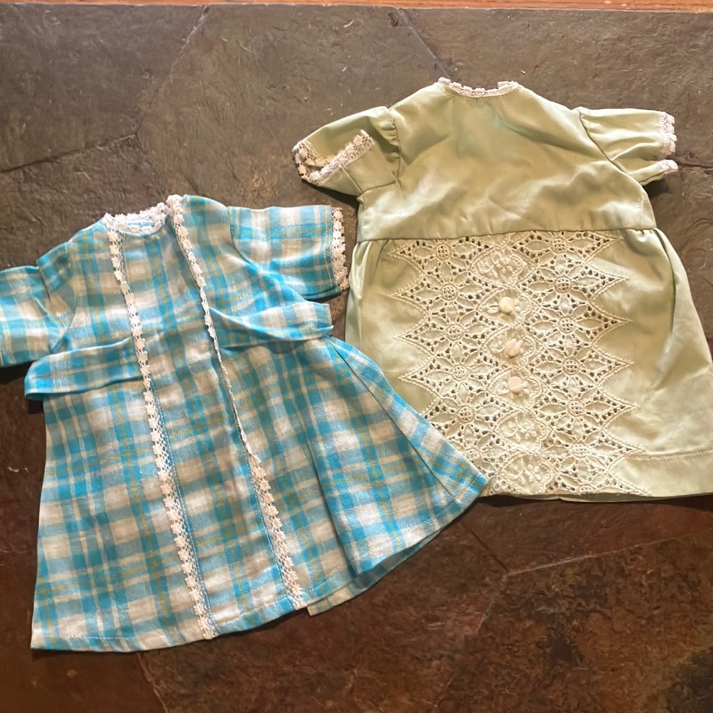 Vintage Blue‎ and Green Doll Dresses